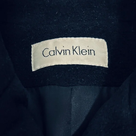 Vintage 1990s Calvin Klein 100% Merino Wool Single Breasted Walker Car Coat - 8 - Picture 3 of 15